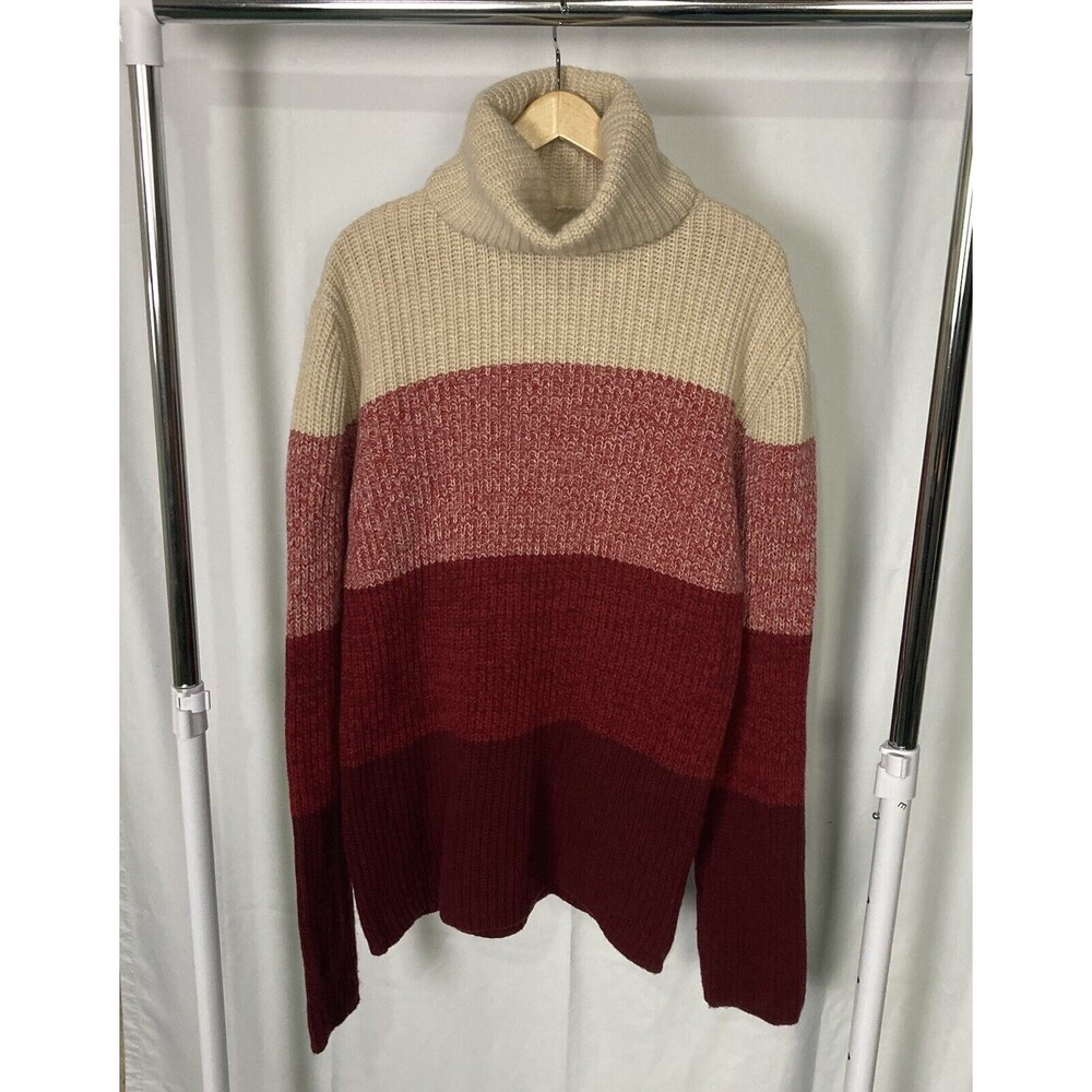 Celtic & Co. Extra Fine Wool Turtleneck Jumper Sweater Sz XL Colorblock Red